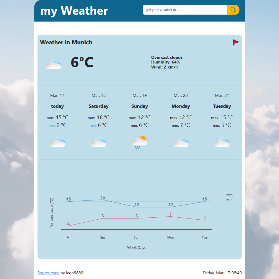 Picture of the referred project weather app